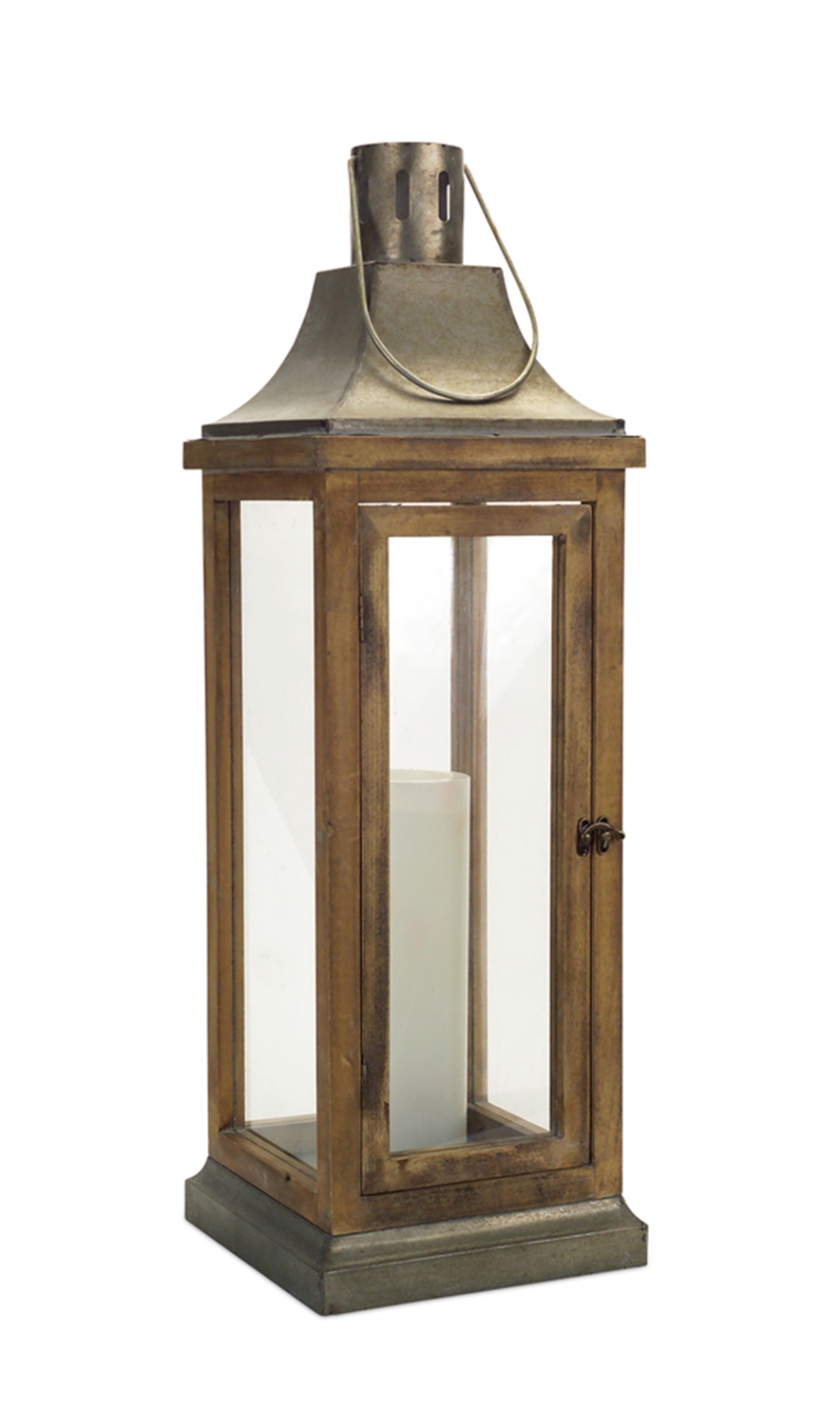 Lantern 39.5"H Metal/Wood