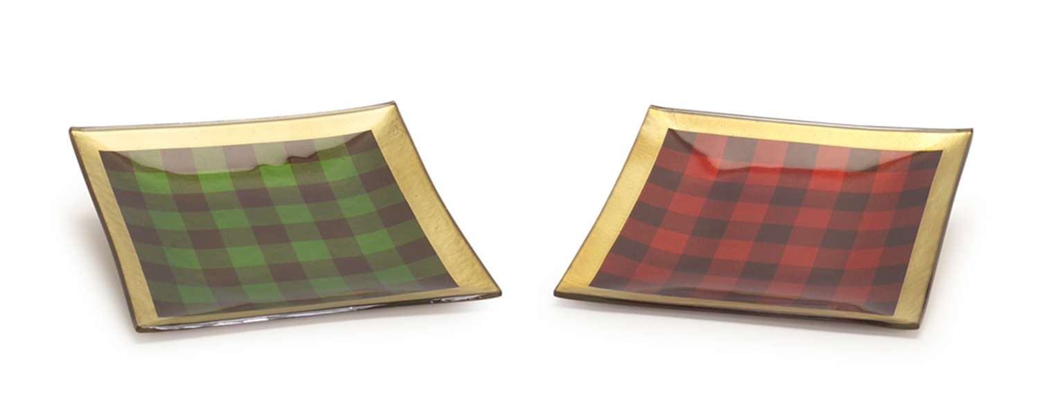 Plaid Plate (Set of 2) 8"SQ Glass