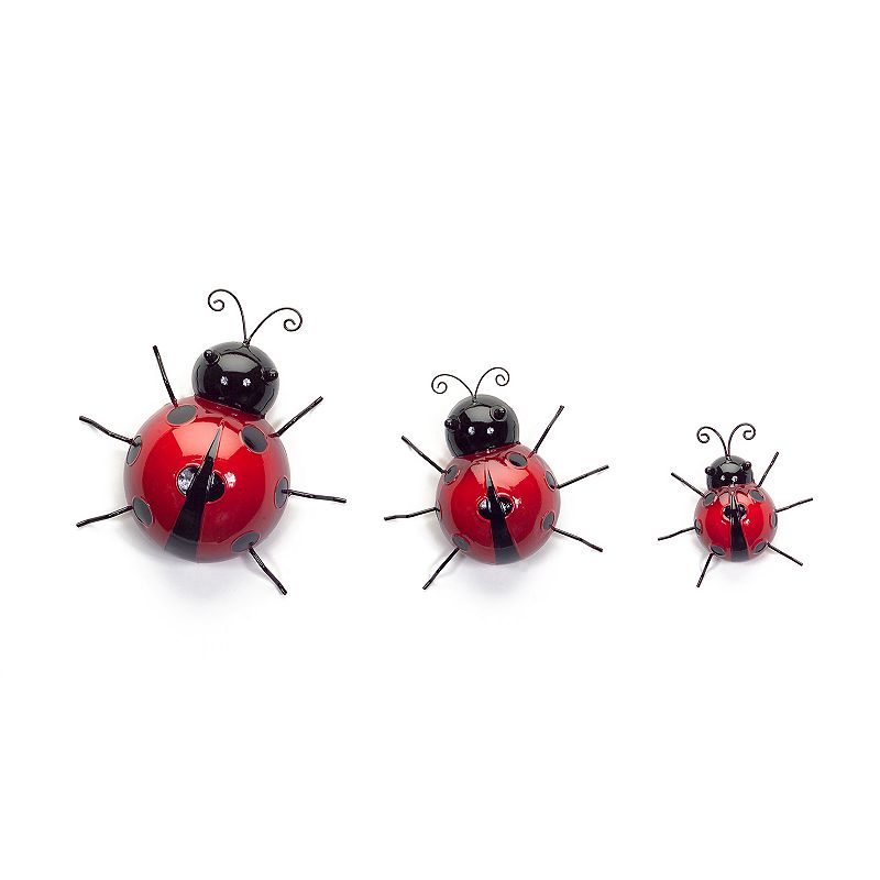 Wall Mountable Ladybugs (Set of 6) 3.75"H, 3"H, 2.25"H