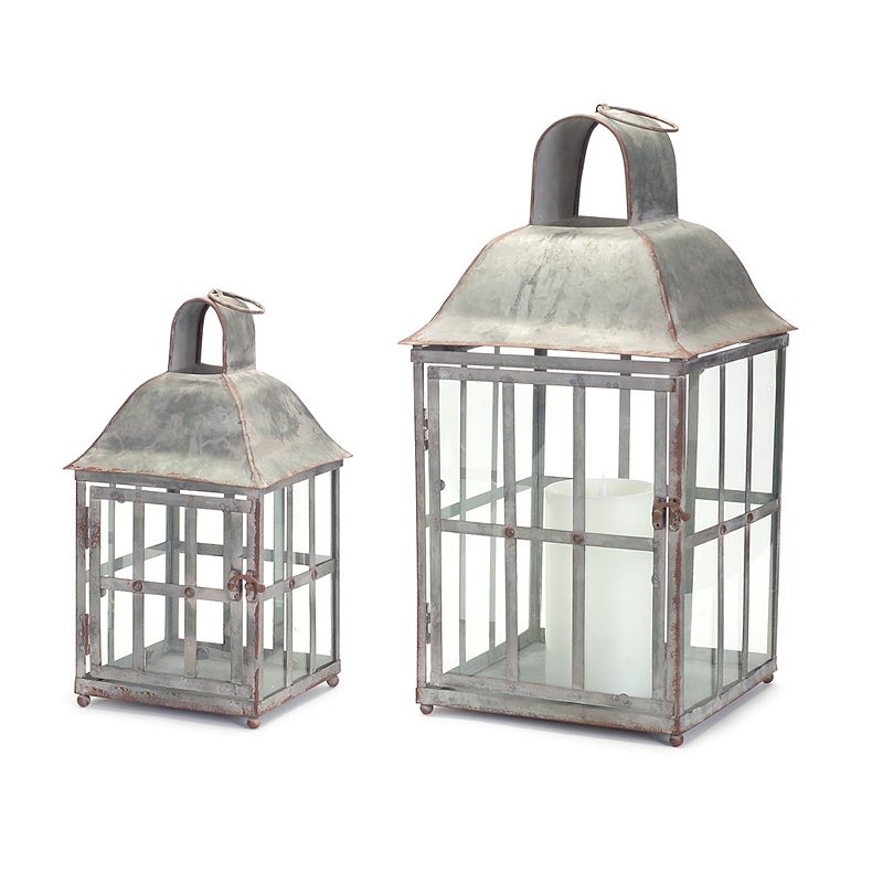 Lanterns (Set of 2) 14"H, 20.25"H Metal/Glass