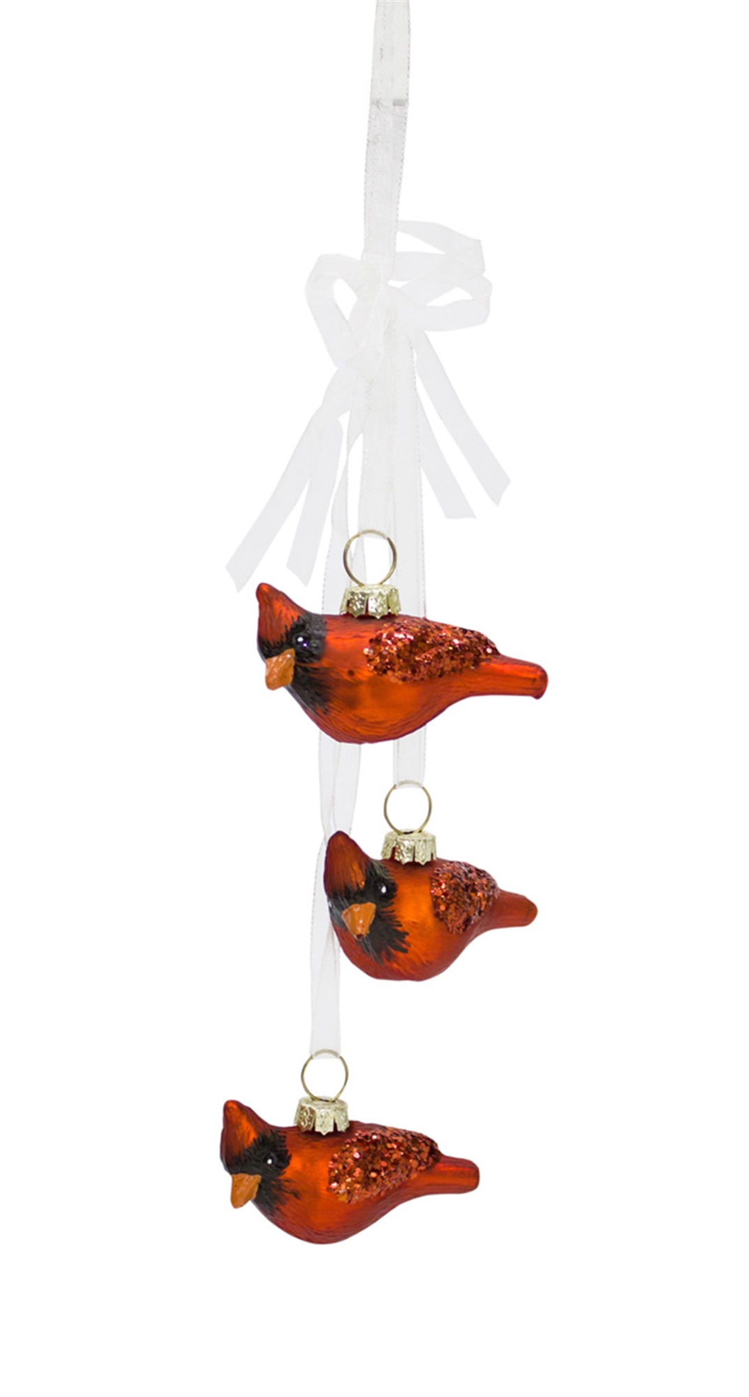 Cardinal Bundle Ornament (Setof 12) 8"H Glass