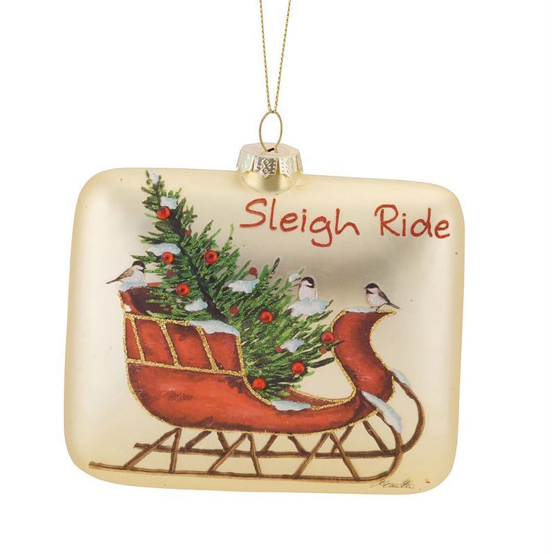 Sleigh Ride Ornament (Set of 6) 4.75"SQ Glass