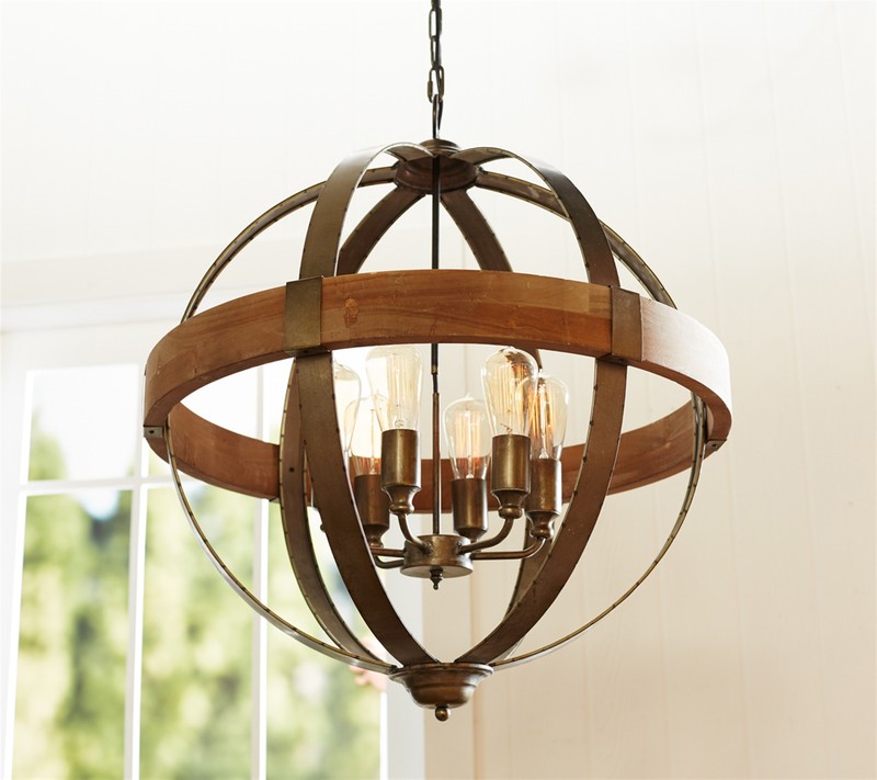 Orb Light Fixture 27"Dx63"L Metal/Wood (UL Plug)