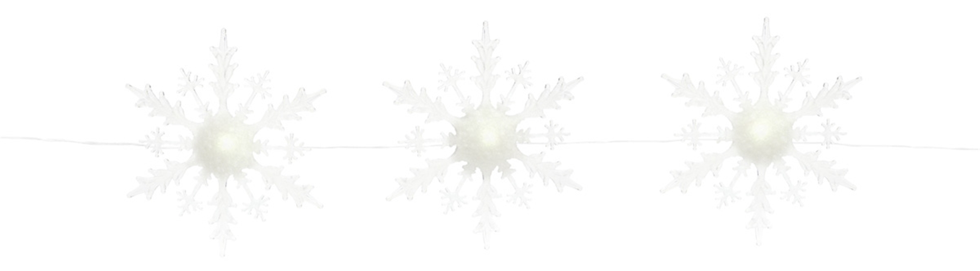 3 Lighted Snowflake Strand 18"Hx5'L Acrylic