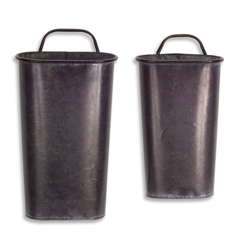 Wall Container (Set of 2) 8"Lx4"Wx15"H, 9.5"Lx5"Wx17.5"H Metal