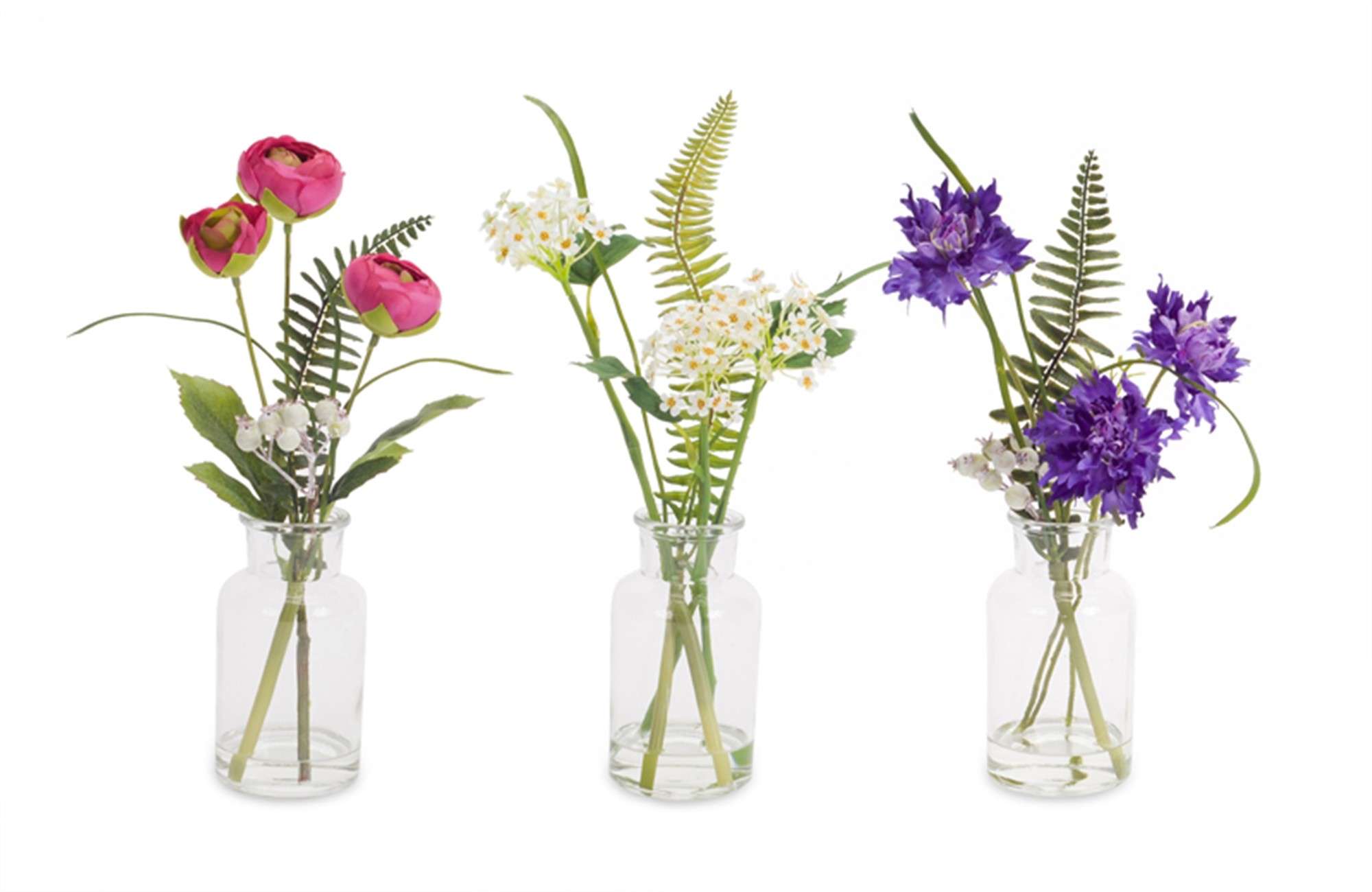 Floral in Glass Vase (Set of 6) 12"H Polyester/Glass
