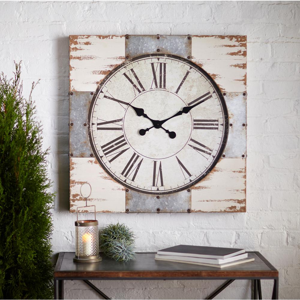 Wall Clock 27.5" Metal/Wood/Glass