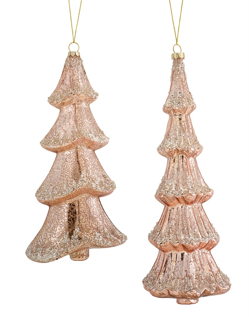 Tree Ornament (Set of 6) 10.5"H, 11"H Glass