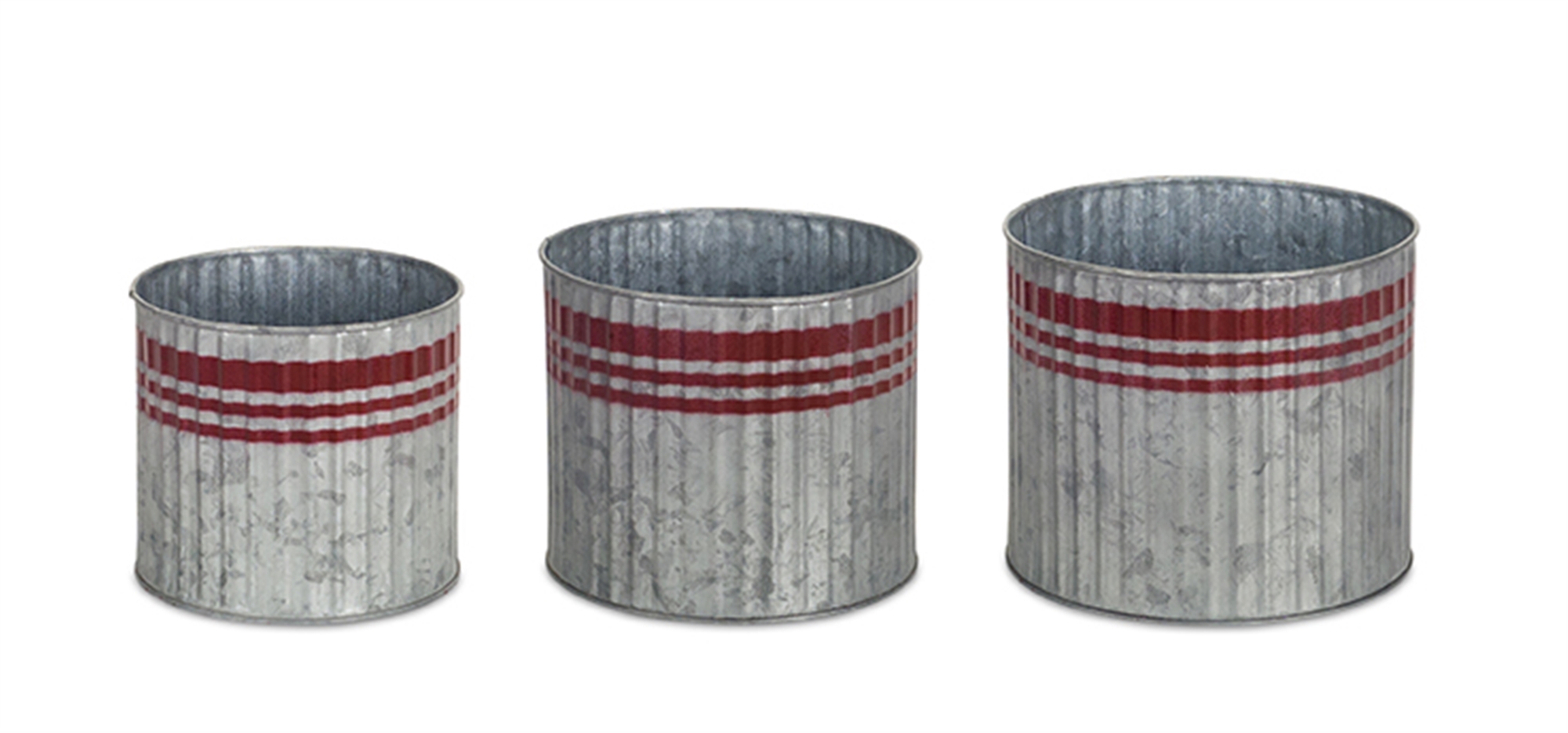 Pot with Stripe (Set of 6) 5.75"H, 6.25"H, 6.5"H Metal