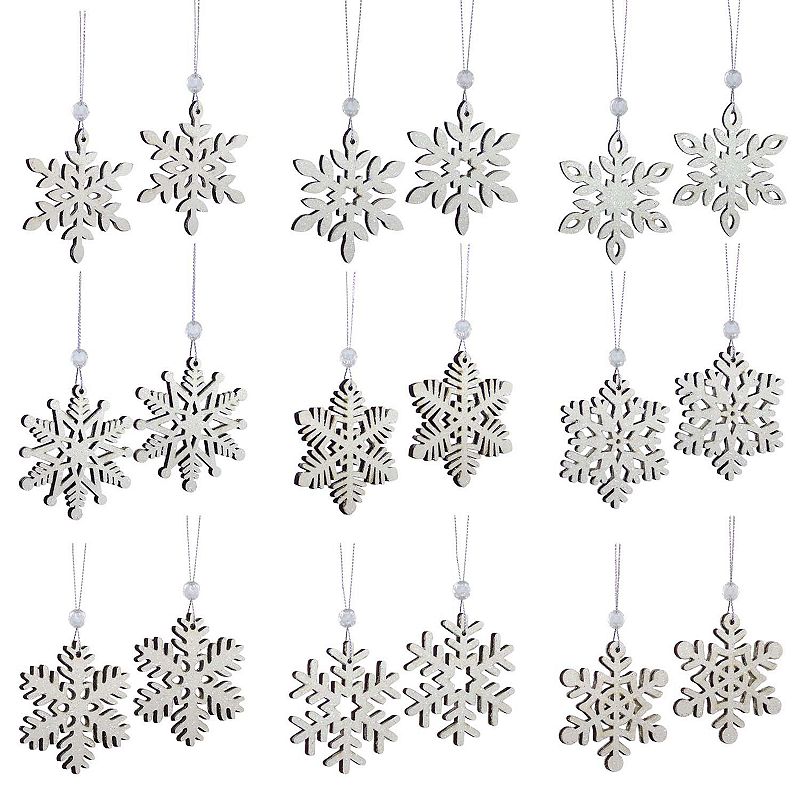 Snowflake Ornament (2 Boxes of 18) 2.5"D Wood