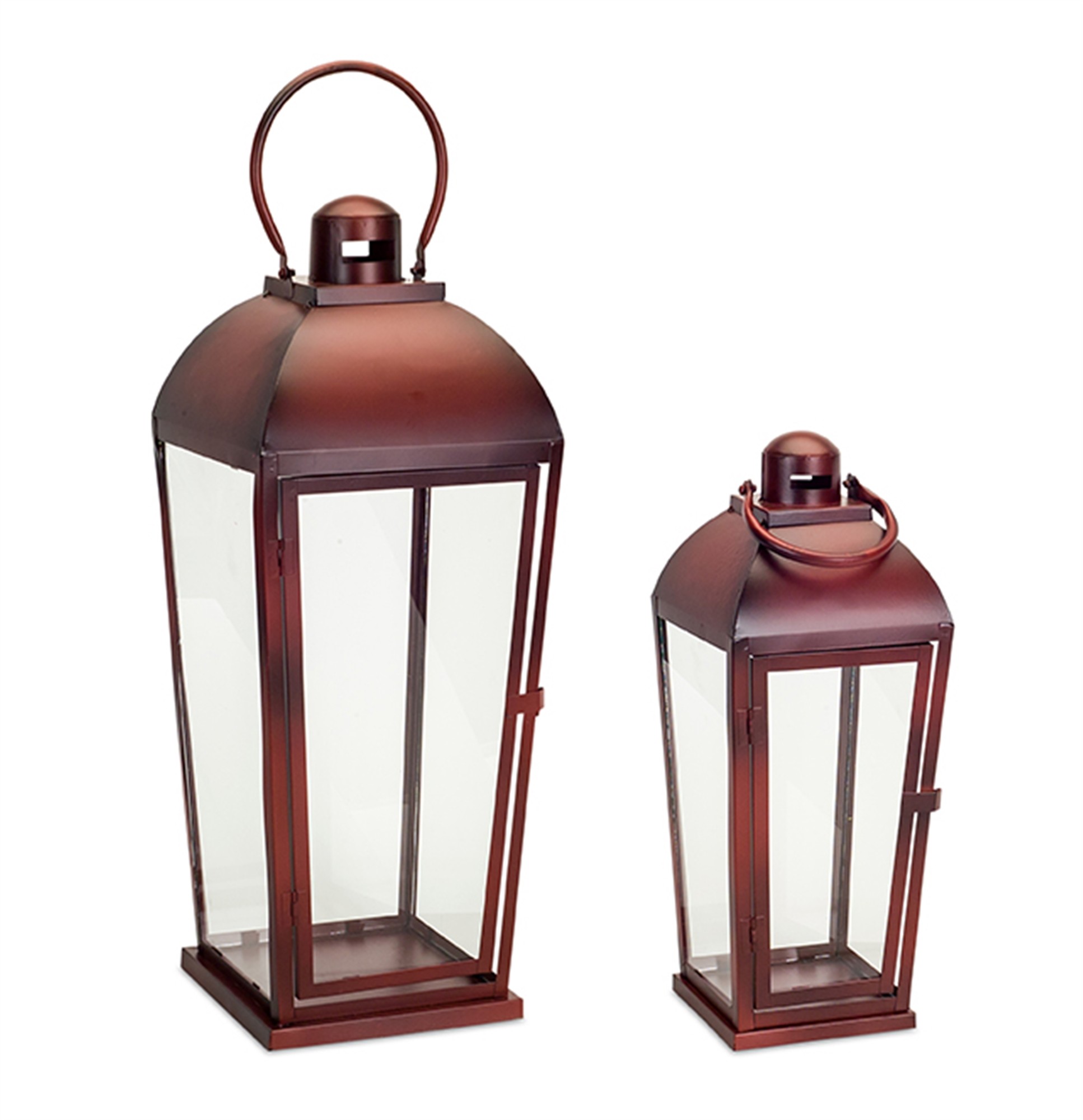 Lantern (Set of 2) 17"H, 23.5"H Metal/Glass