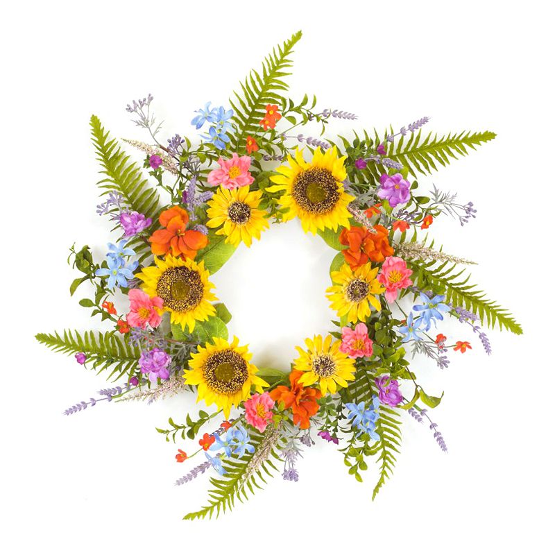Mixed Floral/Sunflower Wreath 25"D Polyester