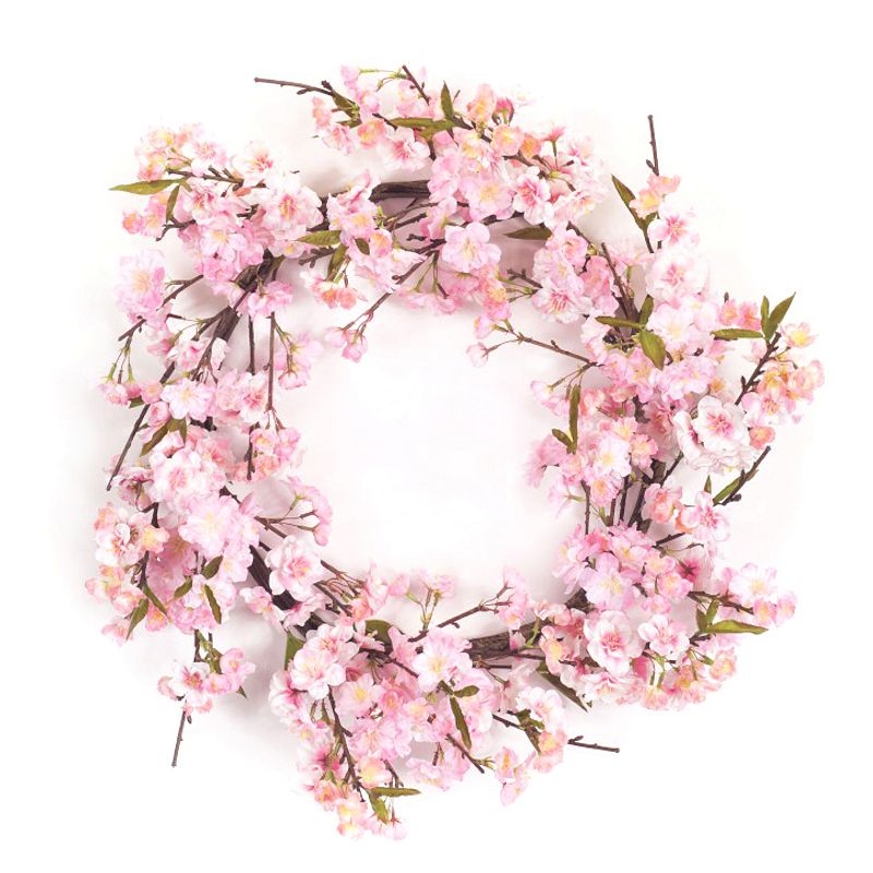 Cherry Blossom Wreath 21.5"D Polyester