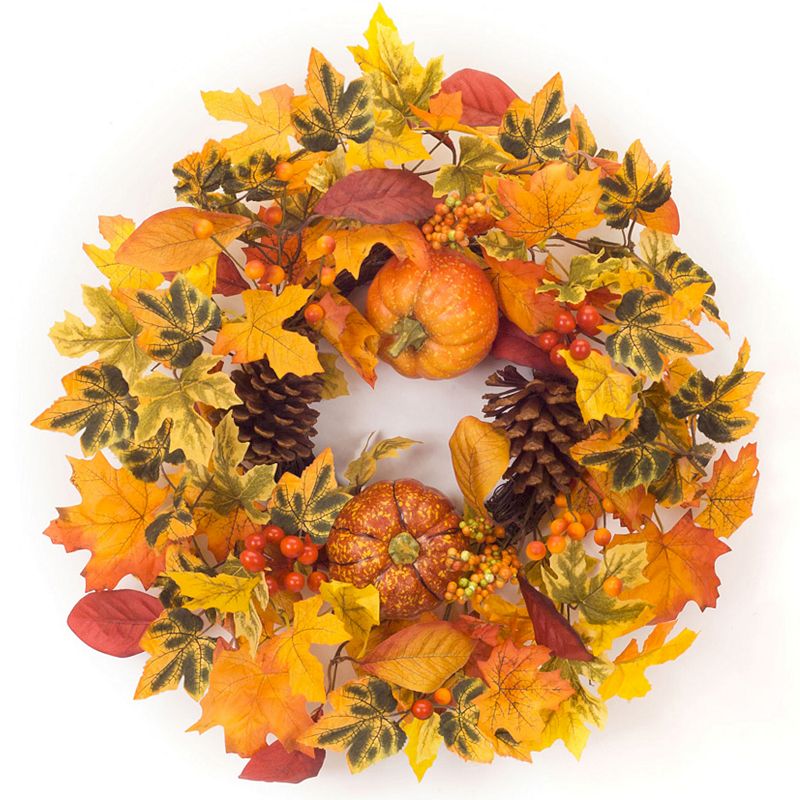 Pumpkin/Gourd/Fall Leaf Candle Ring 20.5"D Polyester (fits a 6" candle)