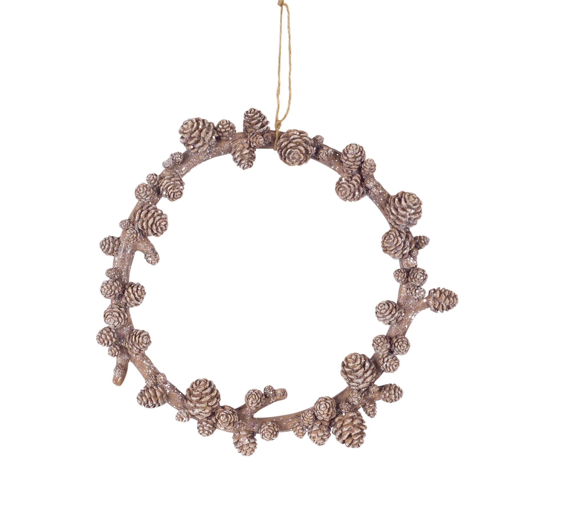 Pine Cone Wreath Ornament (Set of 6) 8.5"D Resin