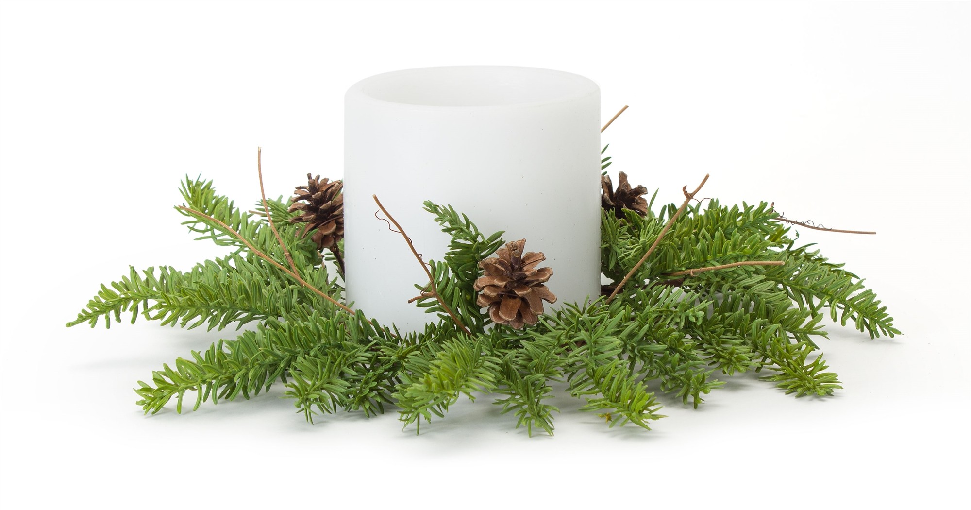 Pine and Cone Candle Ring (Set of 2) 16.5"D Plastic (fits a 6" candle)
