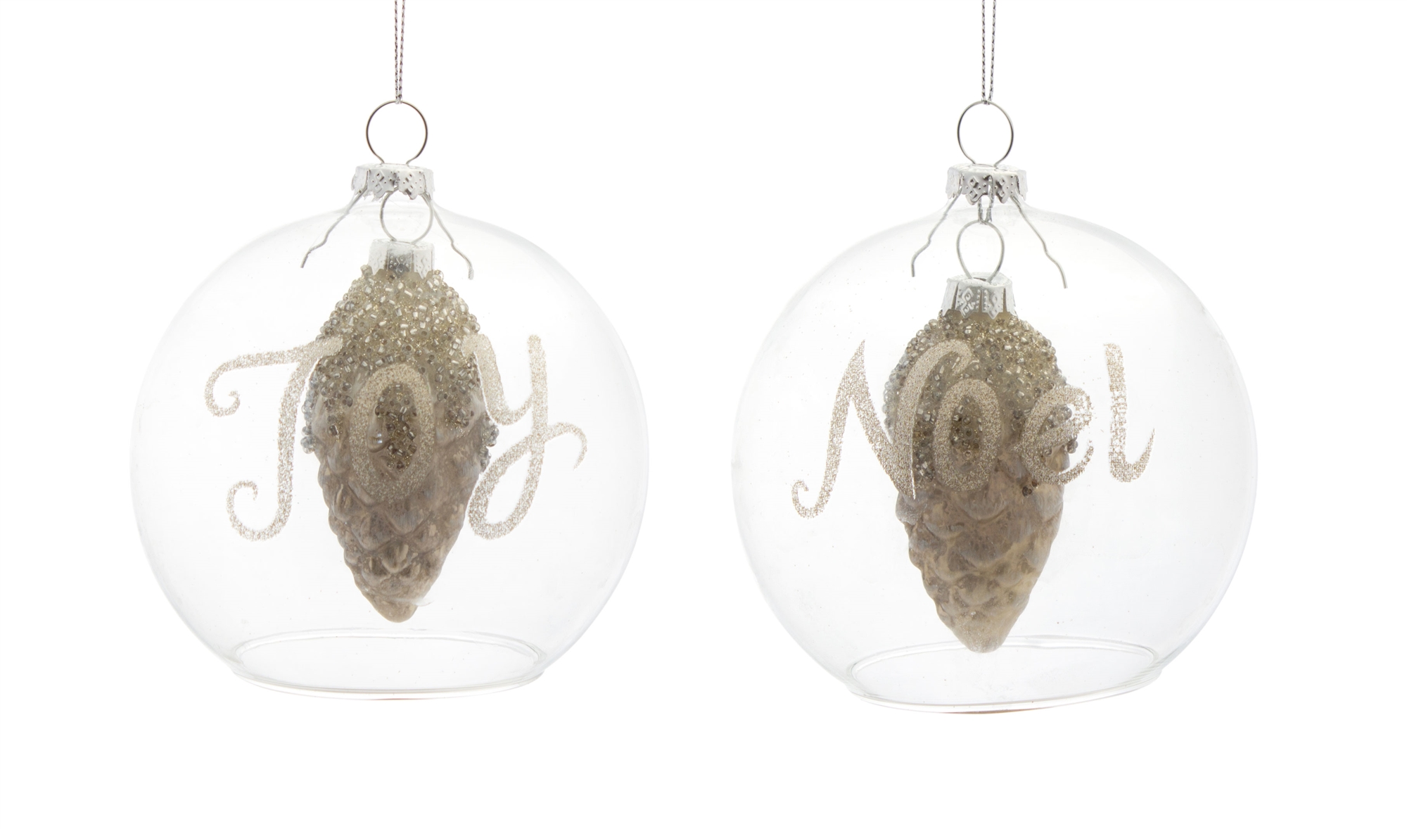 Cone in Ball Ornament (Set of 6) 4.25"H Glass