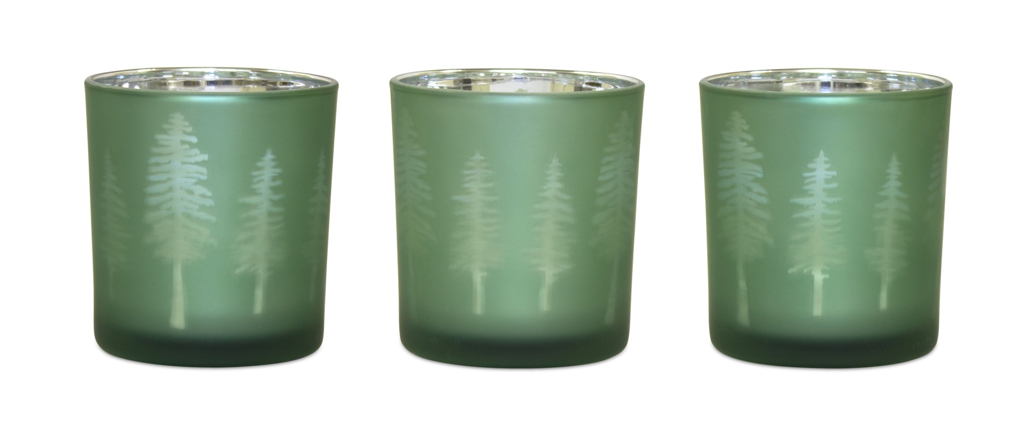 Tree Tea Light Holder (Set of 3) 3.25"H Glass