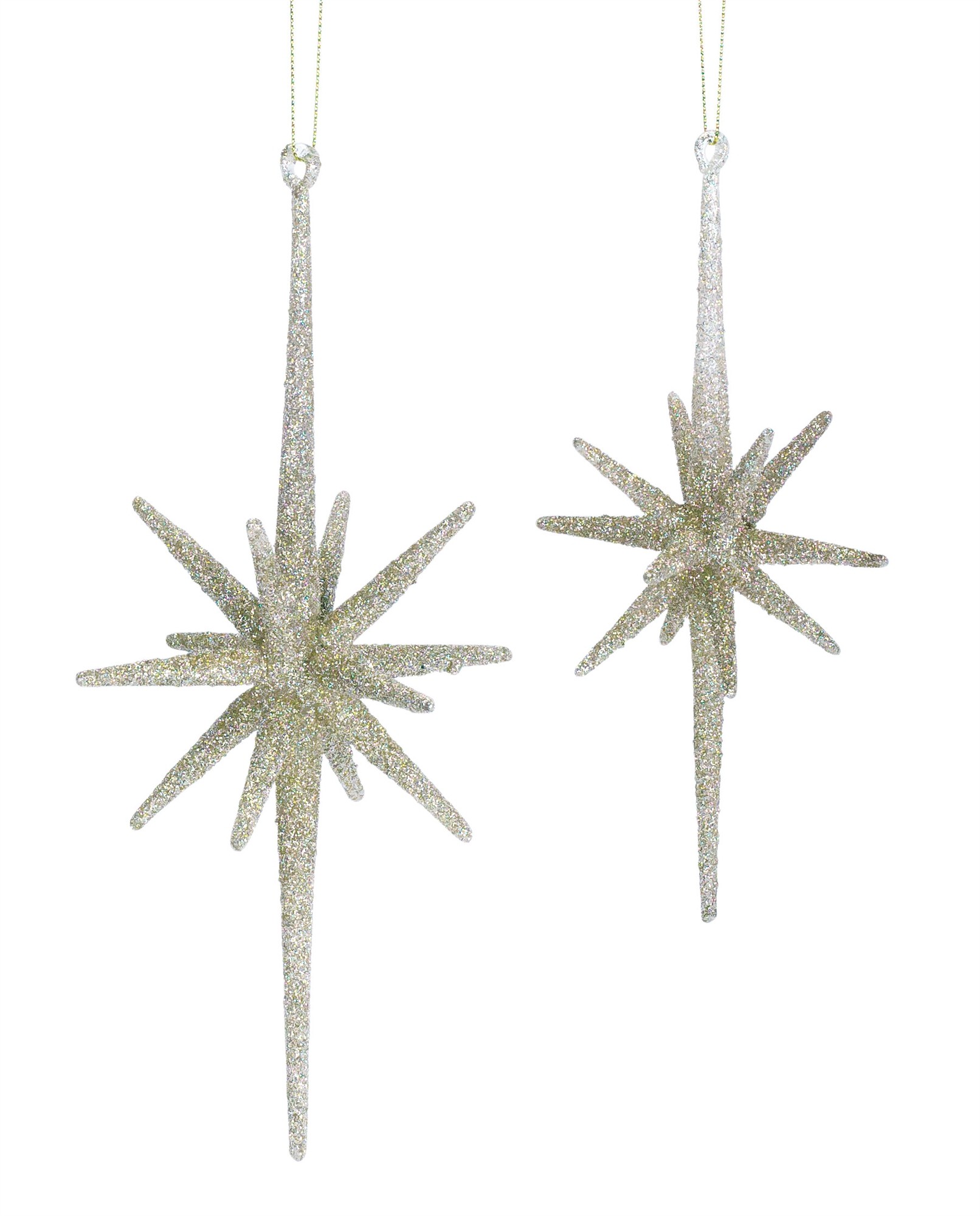 Star Ornament (Set of 2) 8"H, 9.75"H Glass