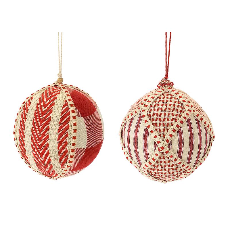 Ball Ornament (Set of 2) 6.5"H Plastic/Fabric