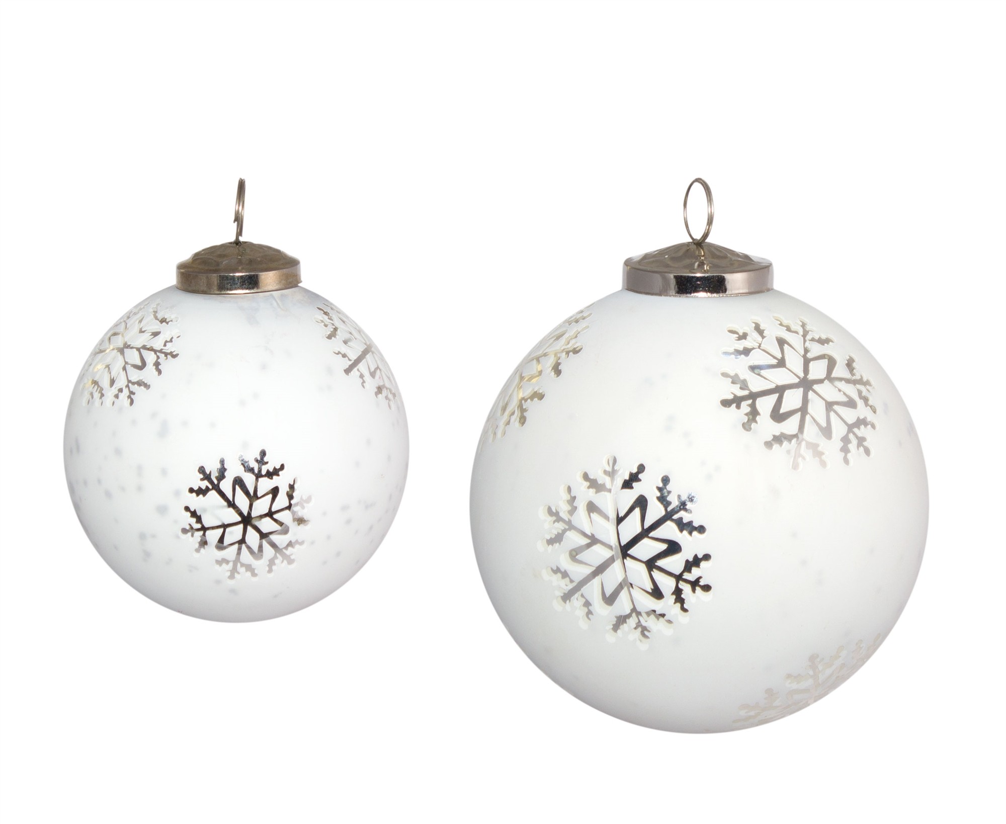 Ball with Snowflake (Set of 2) 4.75"H, 6"H Glass