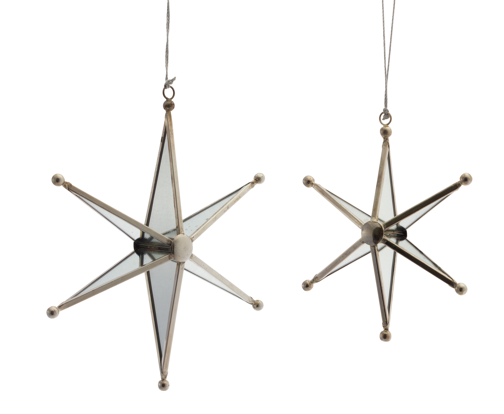 Star Ornament (Set of 4) 5.5"H, 7.25"H Glass