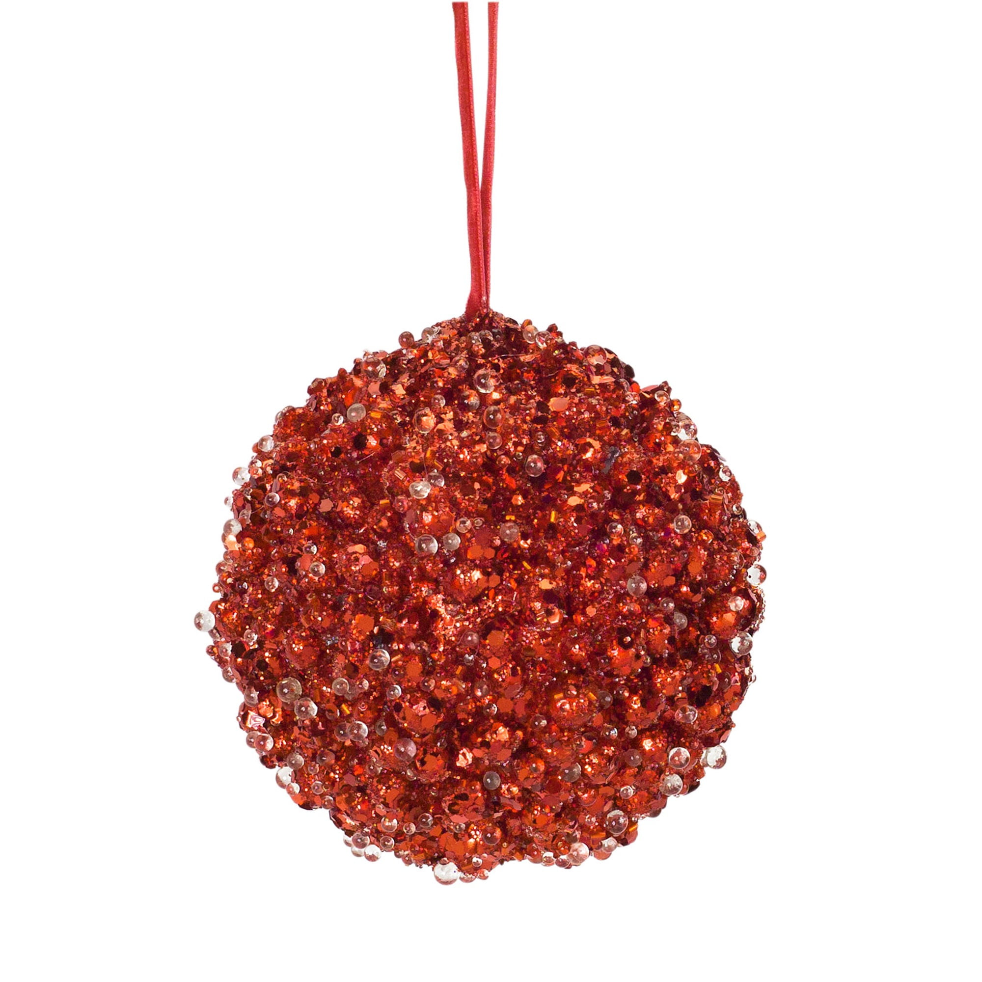 Beaded Ball Ornament (Set of 6) 4.5"H Foam