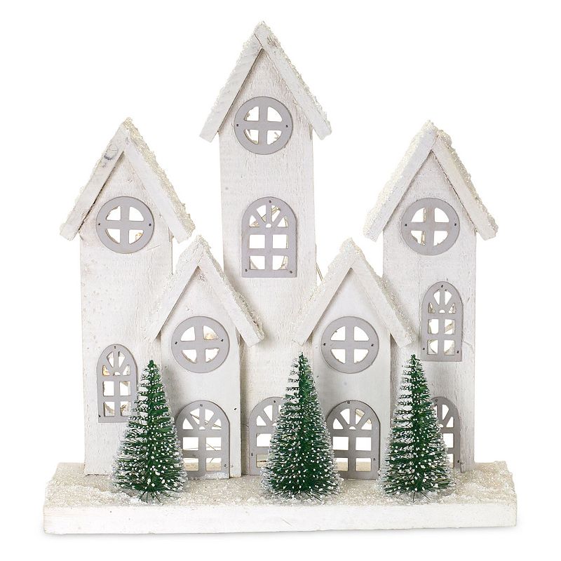 Winter House with Timer (Set of 2) 14.25"H Wood