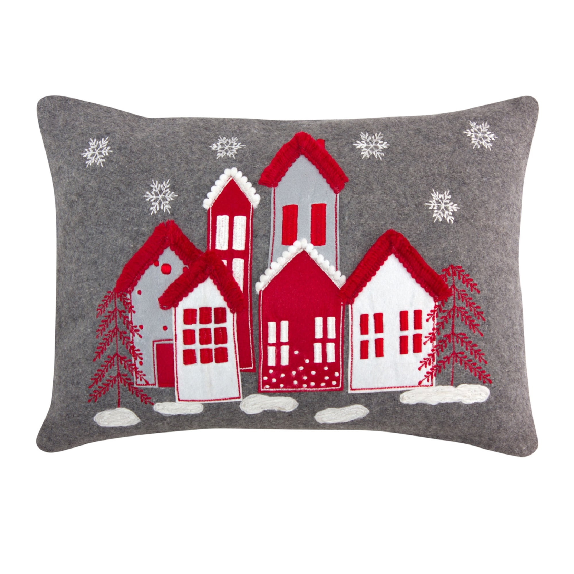 Pillow with Houses 18" x 12" Polyester