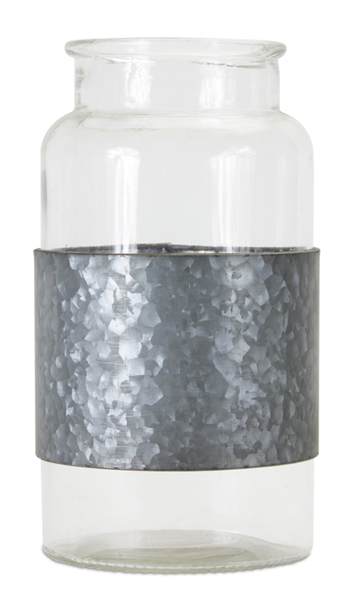 Jar With Metal Wrap (Set of 2) 8" x 12"H Glass/Iron