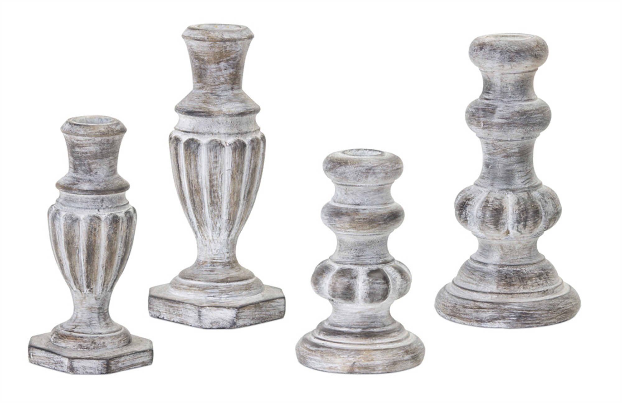 Candle Holder (Set of 4) 5.75"H, 6.5"H, 7.5"H, 7.5"H Resin/Stone Powder