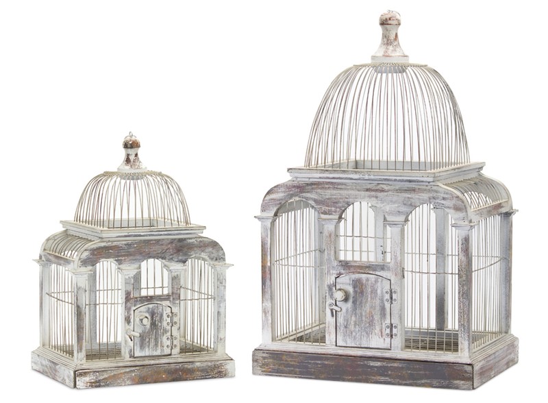 Bird Cage (Set of 2) 13.25" x 19.5"H, 17.25" x 27.25"H Wood/Iron