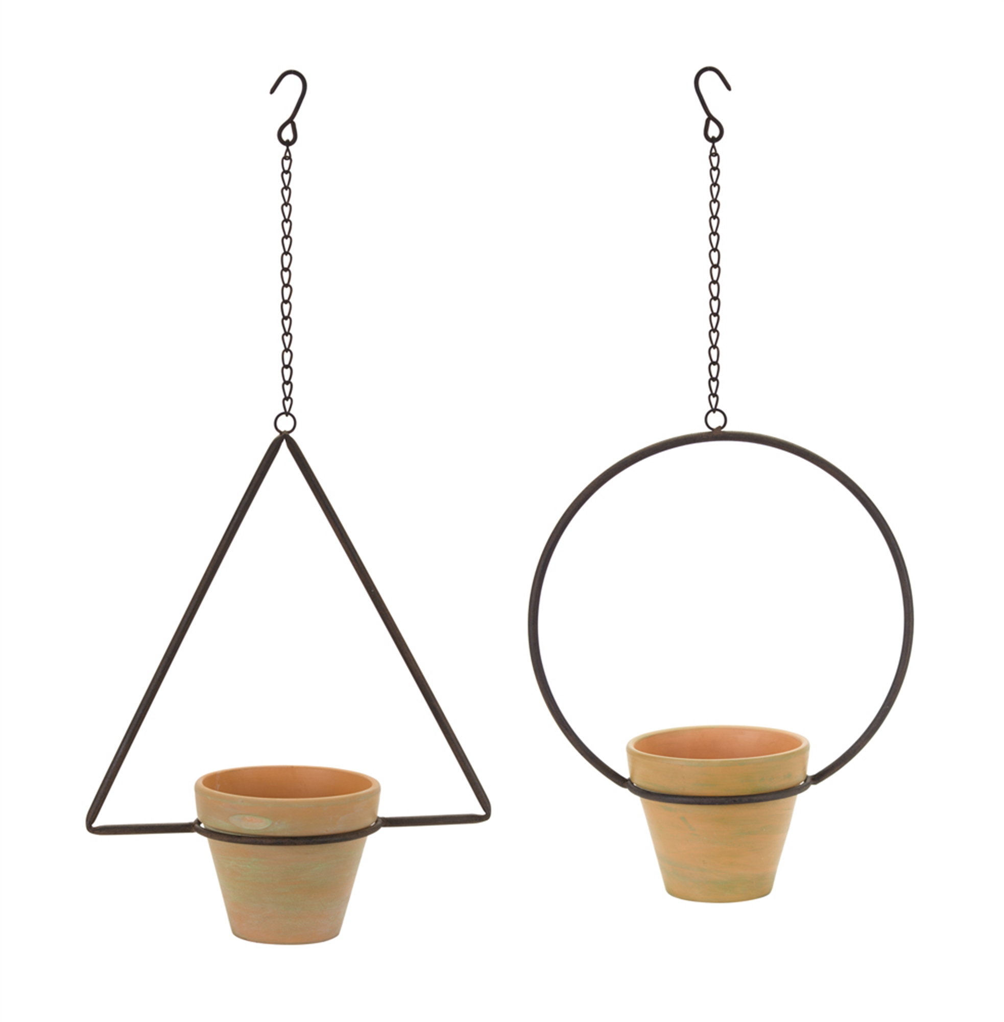 Hanging Pot (Set of 4) 25"H, 25.75"H Iron/Terra Cotta