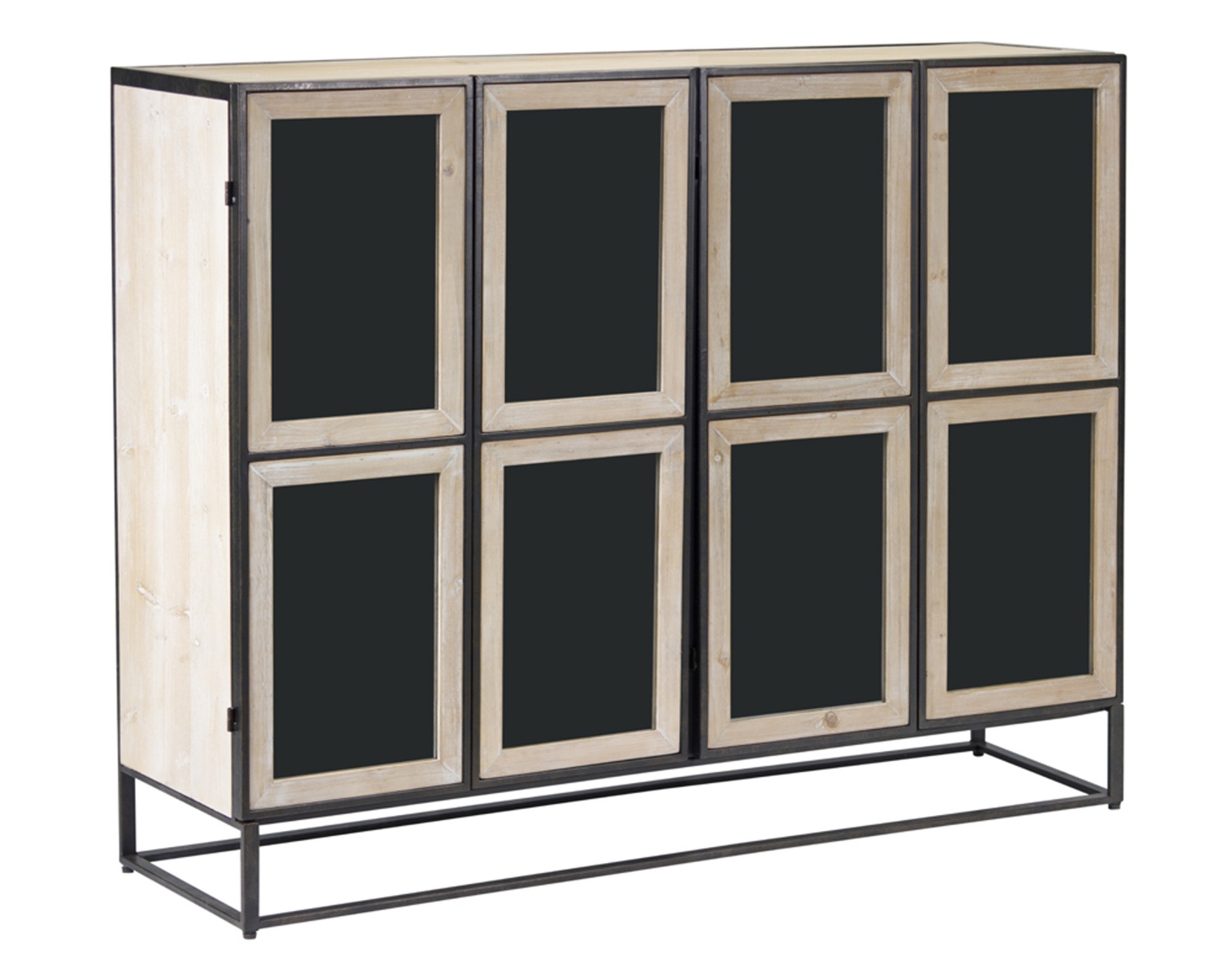 Cabinet 47.25"Lx13.5"W 37.5"H Iron/Glass/Fir Wood/MDF