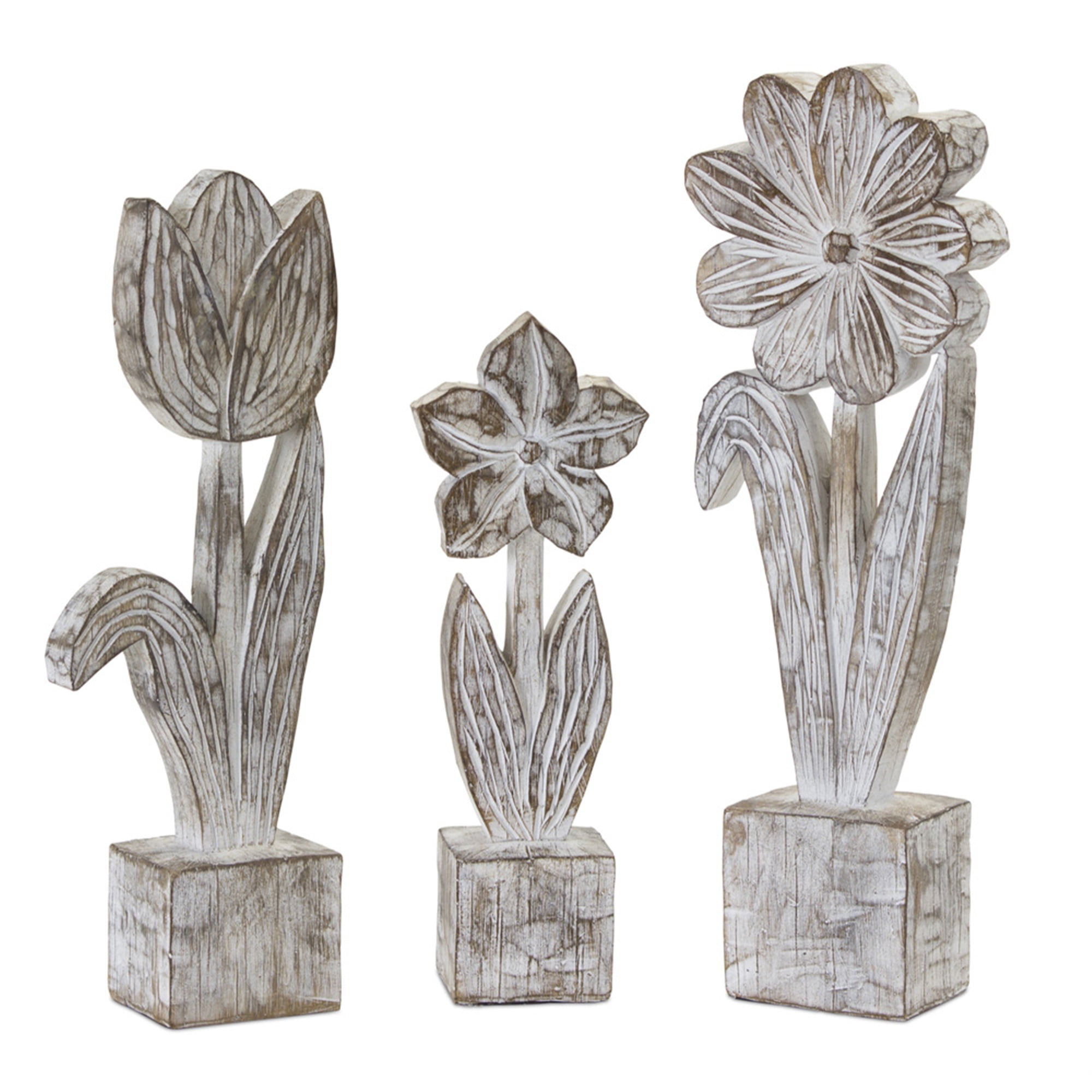 Potted Floral (Set of 3) 10.5"H, 12.75"H, 14.25"H Resin/Stone Powder