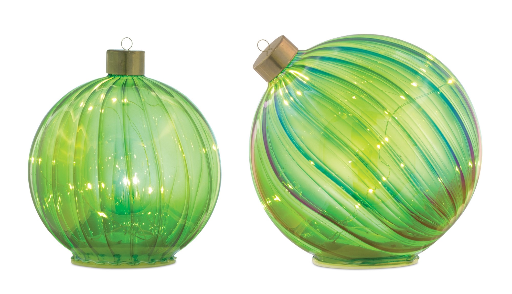 Tabletop Ornament (Set of 2) 5.75"W x 7"H, 7"W x 7"H Glass 3 AA Batteries, Not Included
