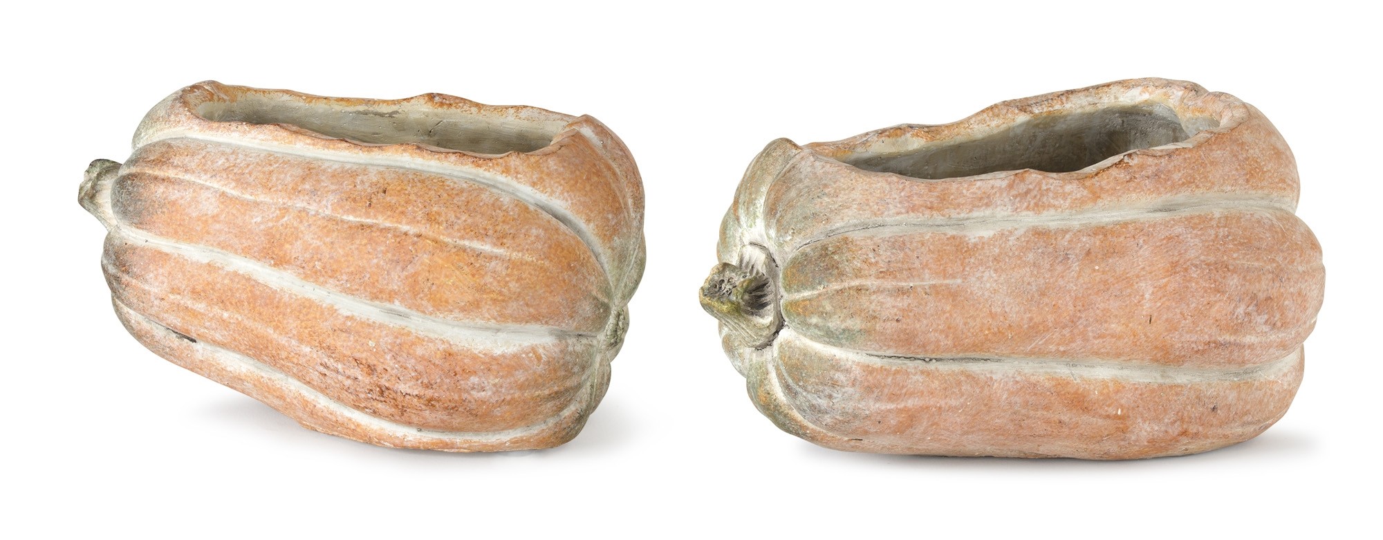 Pumpkin Planter (Set of 4) 7"L x 4"H, 8.25"L x 5.25"H Cement