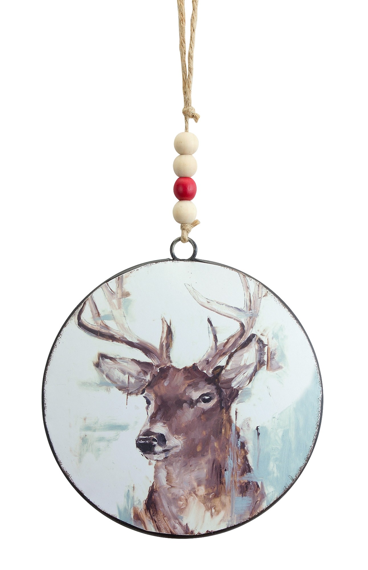 Deer Disc Ornament 6.5"H (Set of 12) Metal