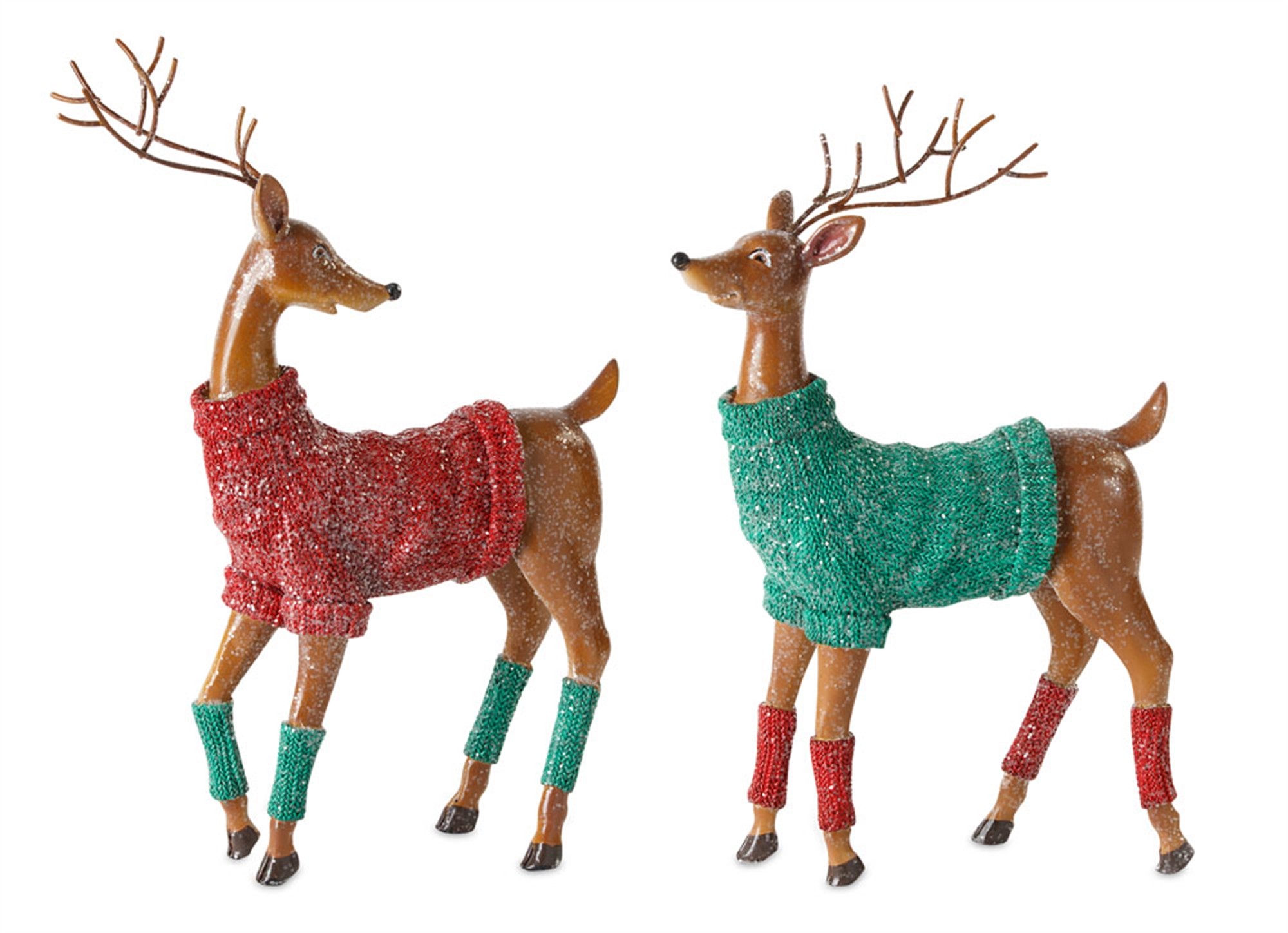 Deer w/Sweater (Set of 2) 11.25"H, 12"H Resin