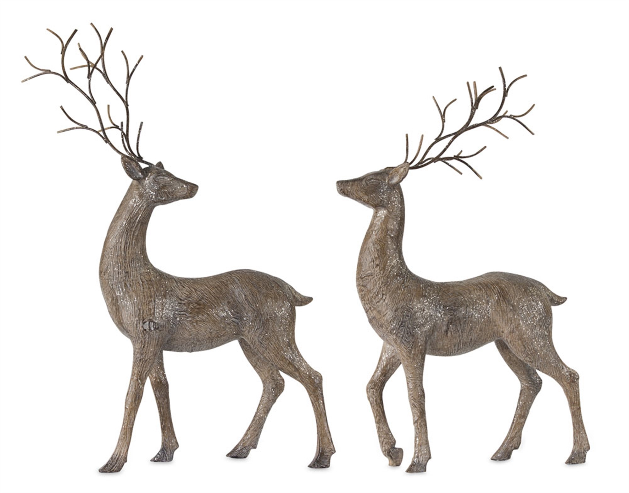 Deer (Set of 2) 12"L x 18"H, 14.5"L x 21"H Resin