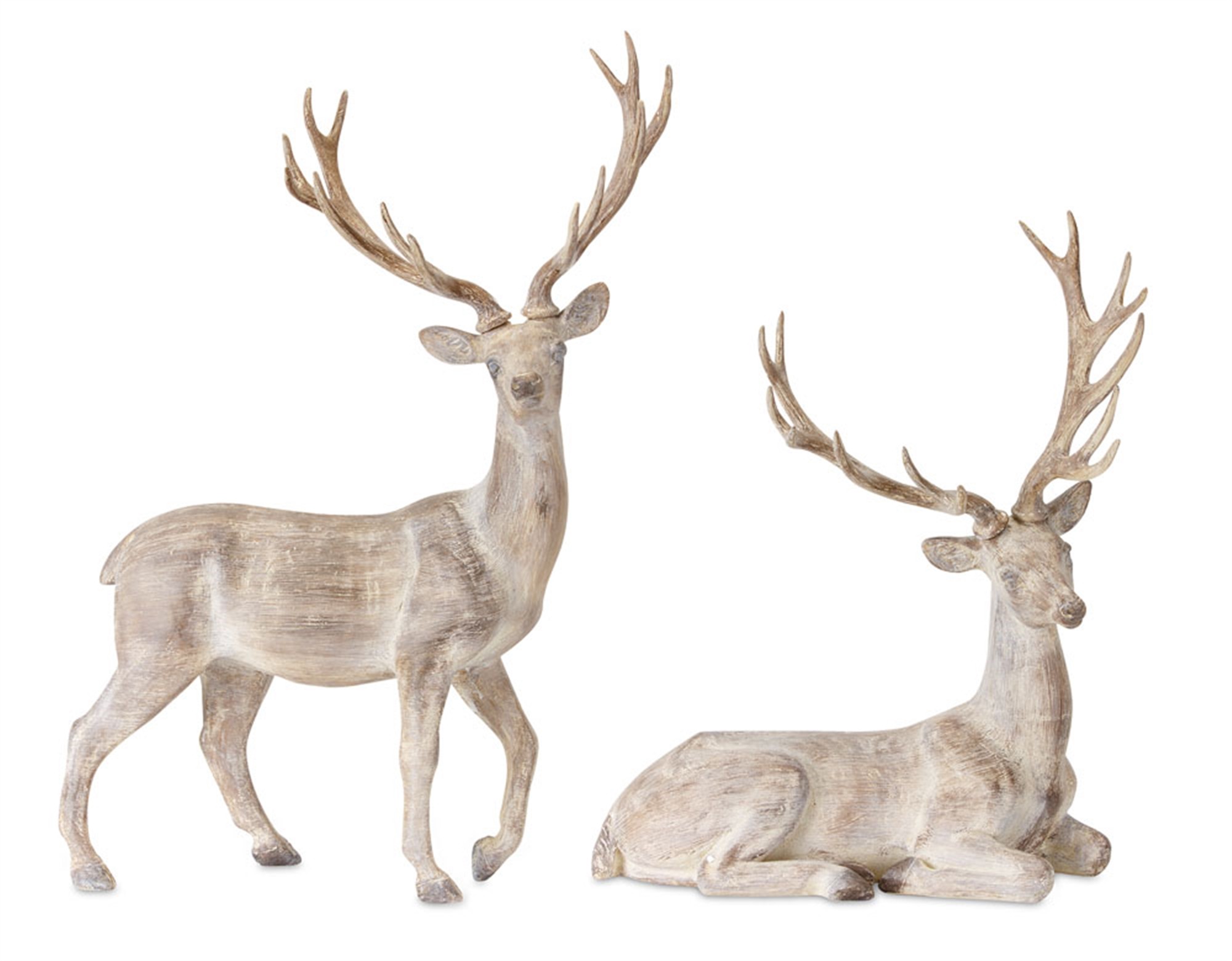 Deer (Set of 2) 12"L x 14.5"H, 13"L x 17.5"H Resin