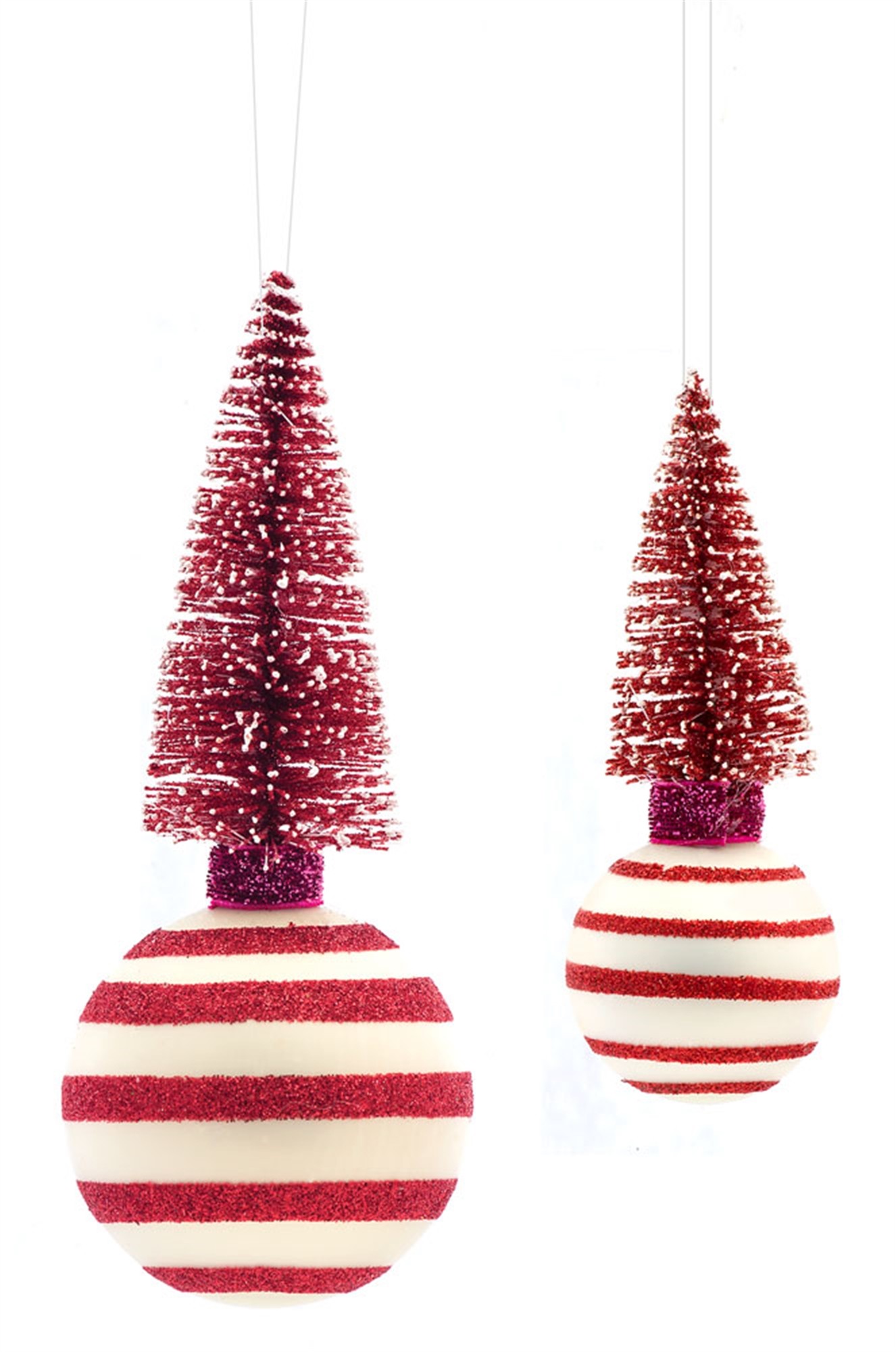 Tree and Ball Ornament (Set of 8) 4.25"H, 6"H Glass/ Plastic