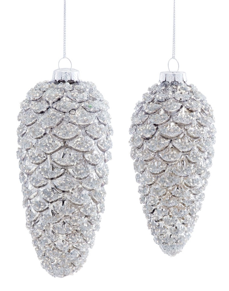 Pine Cone Ornament (Set of 6) 6"H, 6.5"H Glass