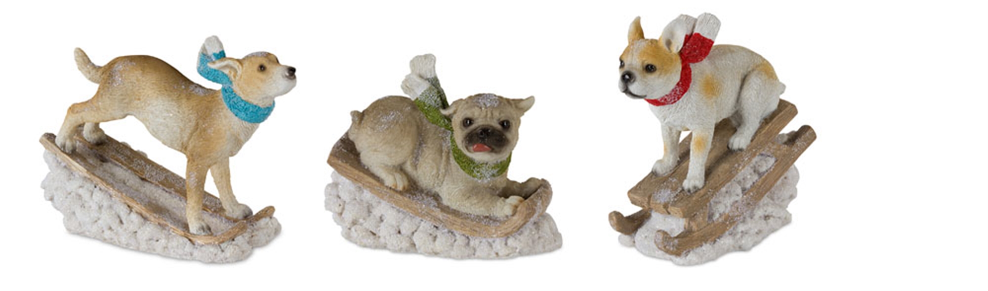Winter Dogs (Set of 3) 4.75"H, 5.5"H, 6"H Resin