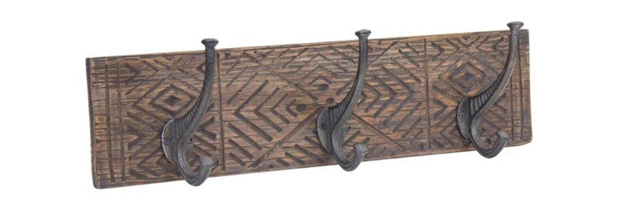 Wall Hooks 20"L x 5"H Wood/Iron