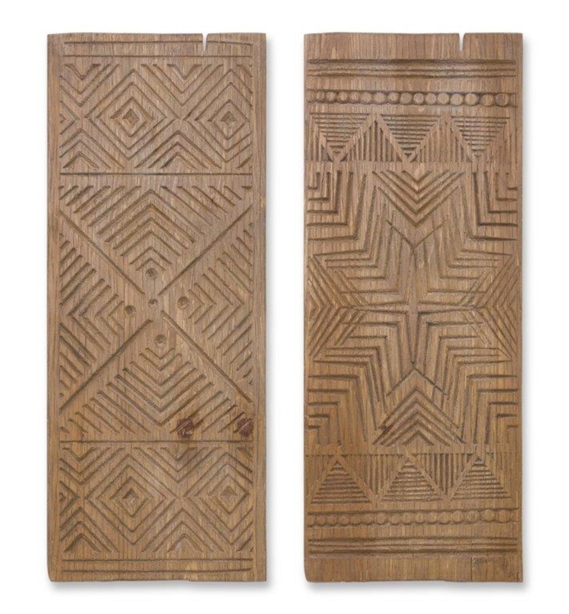 Wood Carving Wall Plaque (Set of 2) 11"L x 28"H Wood