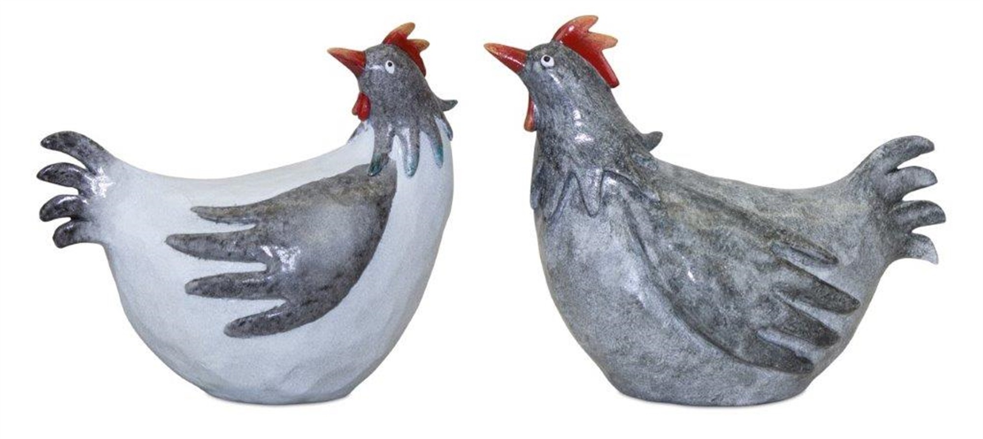 Rooster (Set of 2) 8.25"L x 4.75"H, 9.25"L x 5"H Resin
