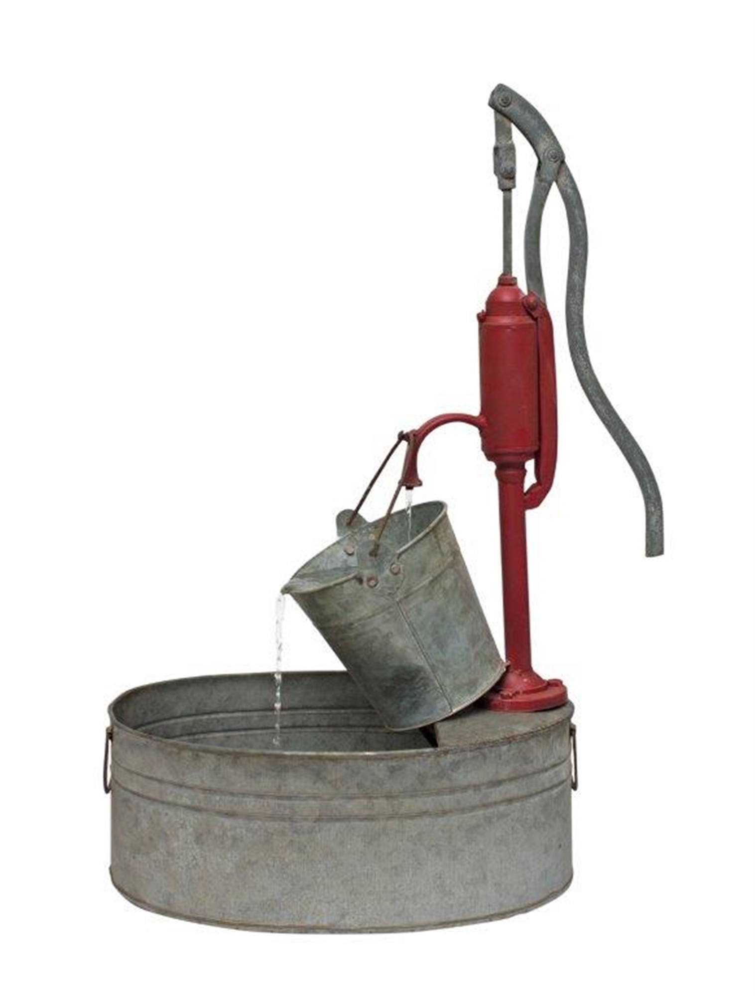 Pump with Pail Fountain 18.25"L x 29.5"H Iron