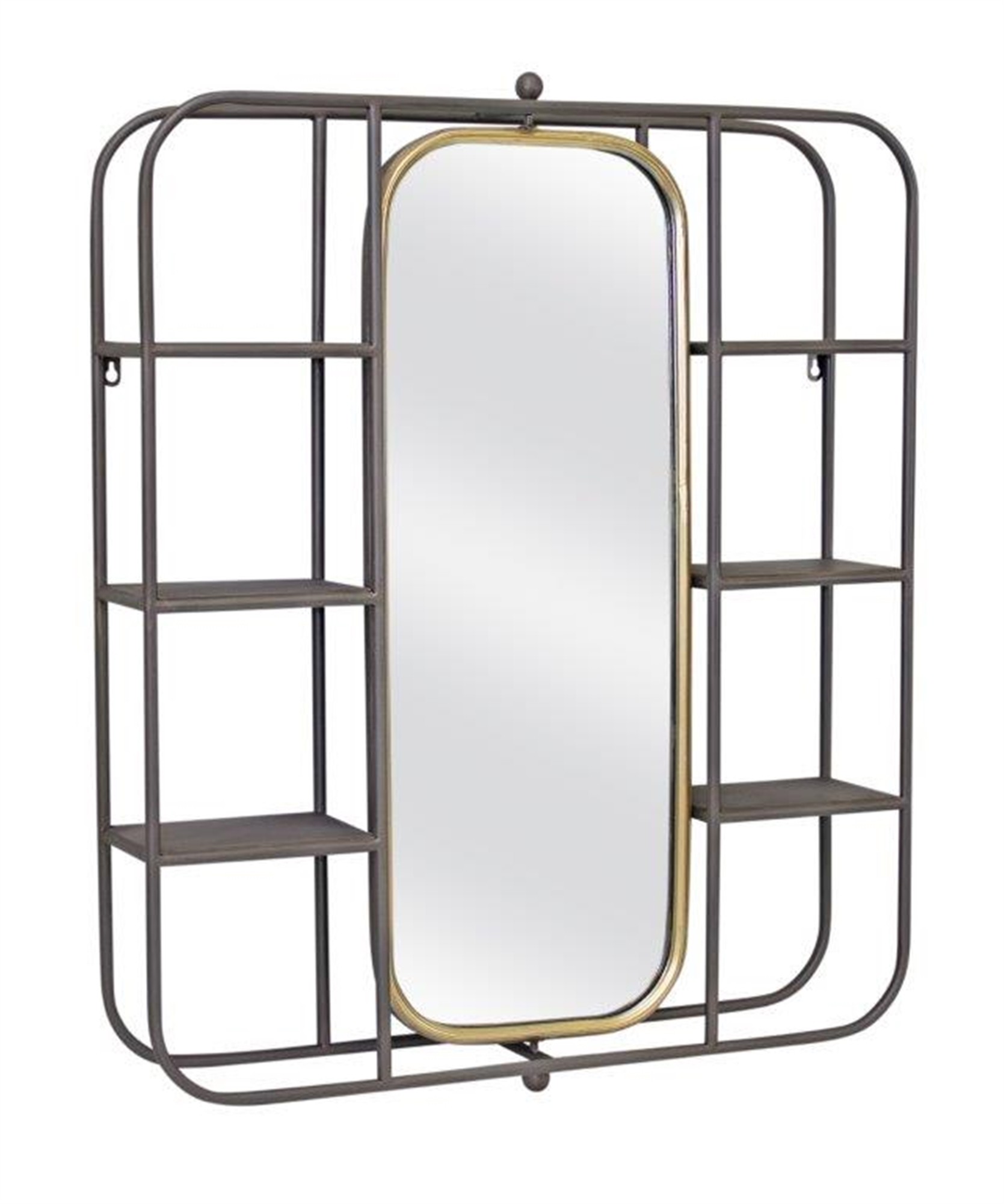 Wall Mirror with Shelves 27.5"L x 33.5"H Iron/Glass