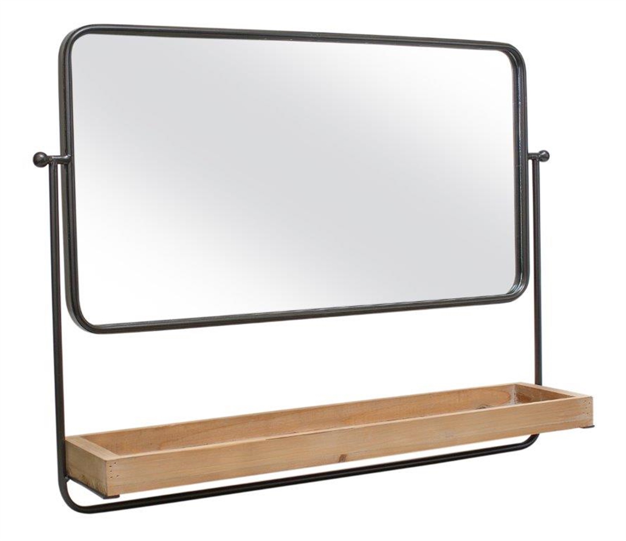 Wall Mirror with Shelf 28.5"L x 21.5"H Metal/Wood